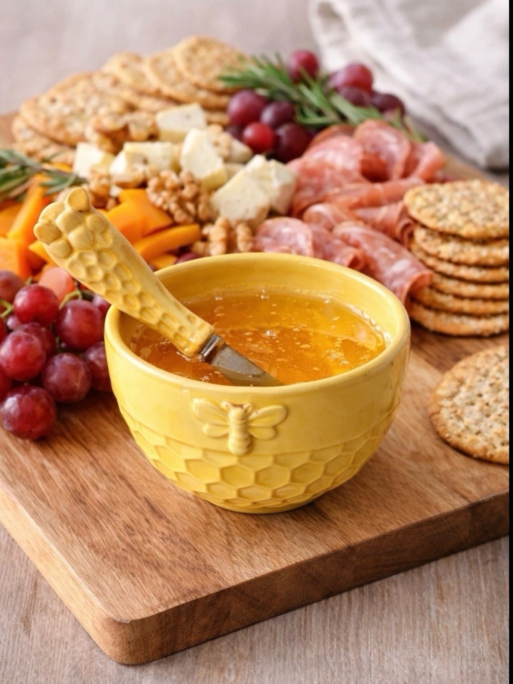 Bee Bowl Yellow Honeycomb With Spreader October Hill Farmhouse Honey Charcuterie